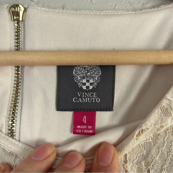 Vince Camuto Elegant Cream Lace Mini Dress Casual Neutral Bridal Formal 4 - Picture 2 of 5